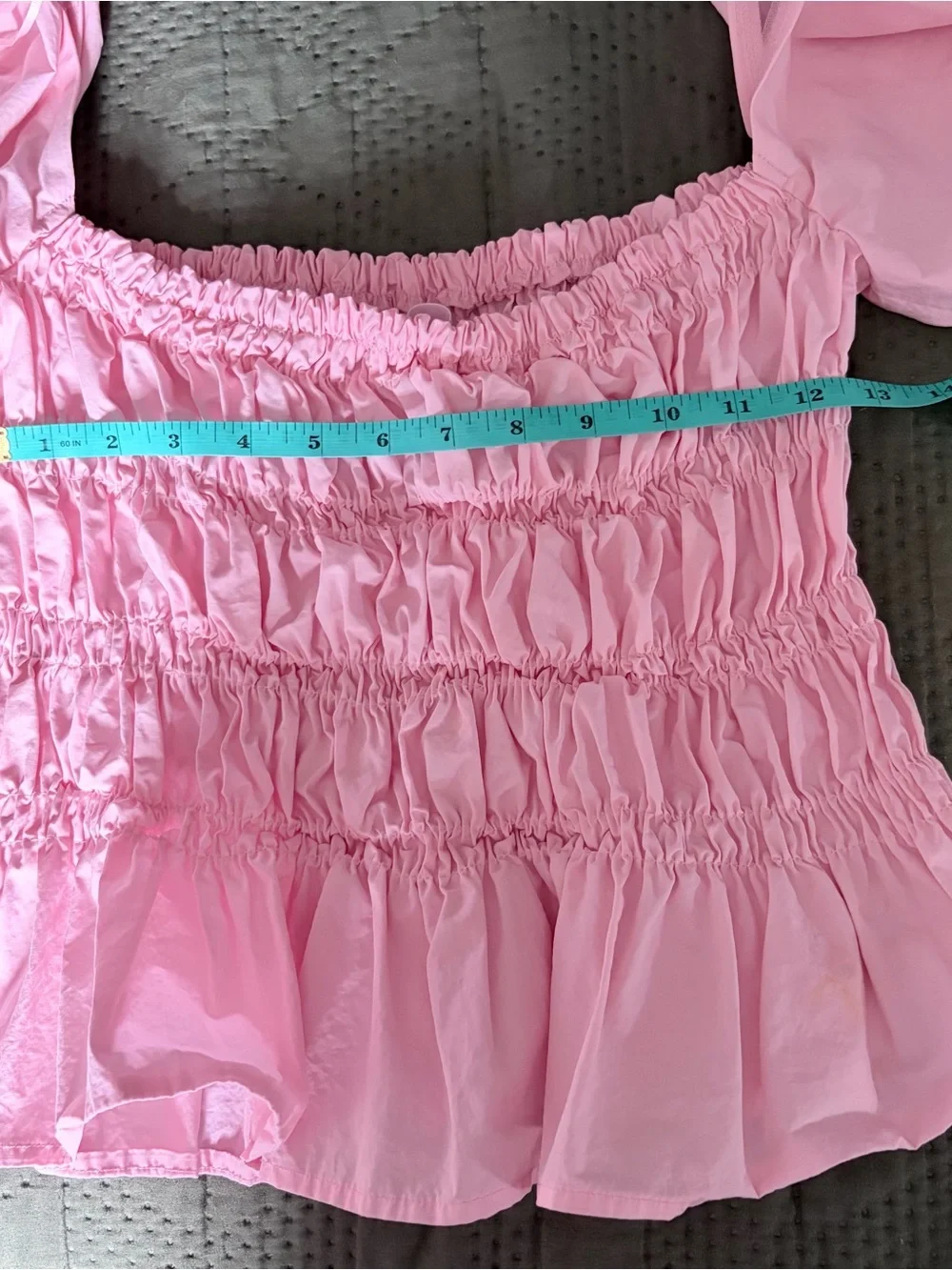 ASTR The Label Blush Pink Smocked Puff Sleeve Top Size L